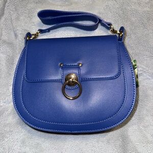 Badgley Mischka Saddle Crossbody Shoulder Bag in Blue includes Crossbody Strap
